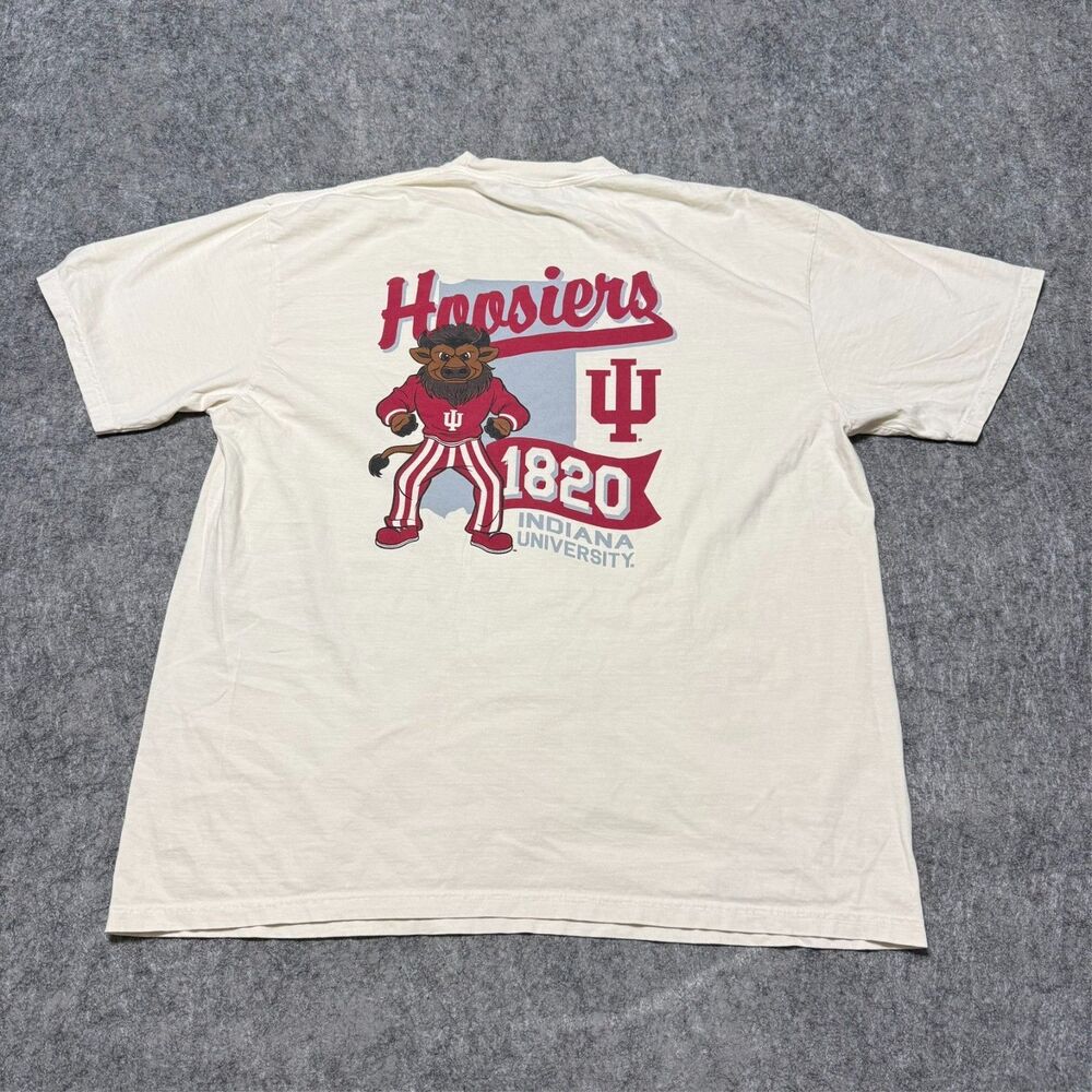 Comfort Colors Indiana University Hoosiers T Shirt 2XL Cream Retro Ox Bison
